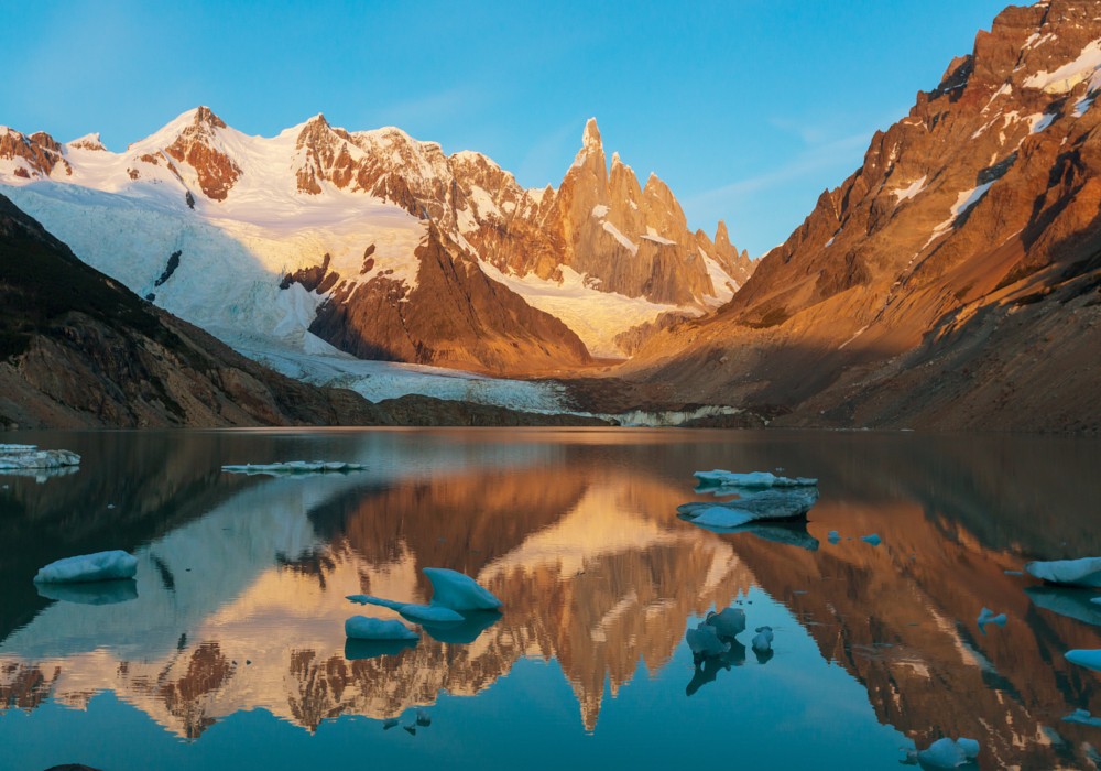 Famous beautiful peak cerro torre in patagonia mountains